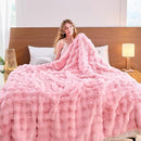 Lotus Karen Faux Fur Throw Blanket Pink - Big Bubble Rabbit Fluff Blanket for Couch, Sall Fluffy Fuzzy Cozy Blanket,Thick Furry Plush Shaggy Blankets,60x80 Inches by CozyNest Decor