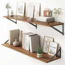 Floating Shelves 48 Inch Long, 10" Deep Floating Shelves, Walnut Wall Shelves 48 x 10, Set of 2, Wide Large Display Storage Shelves for Bathroom, Living Room, Rustic Wood Shelves with Brackets by CozyNest Decor