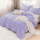 Litanika Lavender Purple Comforter Full Size, 3 Pieces Lightweight Solid Bedding Comforter Set, All Season Fluffy Bed Set (79x90In Comforter & 2 Pillowcases) by CozyNest Decor
