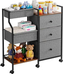 Baby Diaper Caddy Organizer and Storage - 3 Tier Rolling Cart with Dividers and Drawers, Easy To Assemble, Mobile Utility Cart with Wheels for Nursery, Bedroom, Changing Table & Crib by CozyNest Decor
