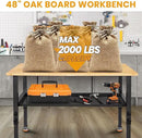 48"/60'' Adjustable Workbench, Rubber Wood Work Bench Heavy-Duty with Partition,2000 LBS Load Capacity Hardwood Work Table for Garage, Workshop, Home, Office, Easy Assembly (w/partition,48'') by GreenHaven Gardens