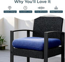 Codi Outdoor Cushions for Patio Furniture 24x24 Inch, Waterproof Chair Seat Cushion with Textured Fabric, Handles & Adjustable Straps, Fade Resistant - Set of 2, Navy Blue by GreenHaven Gardens