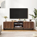 ORRD 63'' TV Stand, Modern TV Console Table Wave Panel Television Stands Entertainment Media Center with Storage Compartment and Sliding Door for Living Room (Walnut) by CozyNest Decor