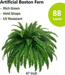 GYERB Large Fake Boston Ferns, 88 Branches Artificial Ferns, Faux Fern Plants for Home, Office, Garden Indoor Outdoor Decoration(48 inch,1pack) by GreenHaven Gardens