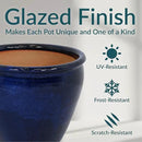 Sunnydaze Chalet Large Ceramic Plant Pot - Round Outdoor Glazed Ceramic Planter Pot with Drainage - Imperial Blue - 14.5" by CozyNest Decor