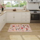 2x3 Washable Rug for Entryway, Floral Soft Small Area Rug, Non Slip Doormat Indoor Entrance Carpet, Flower Low Pile Front Door Throw Rug for Bedroom, Kitchen, Laundry, Bathroom, Pink/Beige by TinyTreasures Baby Boutique