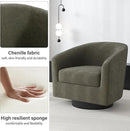 Swivel Barrel Accent Chair, Modern Round Chenille Fabric Arm Chair for Living Room, Bedroom, Comfy Club Reading Chairs for Adults（Chenille Fabric, Tan, Set of 2 by CozyNest Decor
