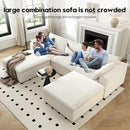 118" Cloud Couch Modular Sectional Sofa for Living Room,Modern Sofa with Deep Seat，U-Shape Boneless Couch with 2 Ottoman,Comfy Upholstered Corduroy Couches for Apartment, Studio, Office,Bedroom，White by CozyNest Decor