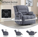 Rocker Recliner Chair with Heat and Massage, 360° Swivel Recliner Chairs for Adults, Heavy Duty Reclining Sofa Chair with USB Port Cup Holders Side Pockets for Living Room (Grey) by CozyNest Decor