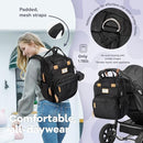 RUVALINO Diaper Bag Backpack-Multifunction Baby Travel Bag with Changing pad, Insulated Bottle Holders & Pacifier Case, Large Capacity, Waterproof, Black Leopard by TinyTreasures Baby Boutique