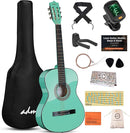 ADM Beginner Acoustic Classical Guitar 38 Inch Nylon Strings Wooden Guitar Bundle Kit for Kid Boy Girl Student Youth Guitarra Online Lessons with Gig Bag, Strap, Tuner, Strings, Cyan Green by TinyTreasures Baby Boutique
