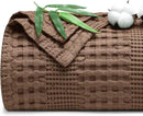 PHF Cooling Waffle Blanket King Size, Lightweight 60% Viscose from Bamboo & 40% Cotton. Breathable Blanket for Hot Sleepers, Soft and Luxury for Bed Couch and Sofa, 104"x90", Cocoa Brown by CozyNest Decor