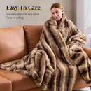 Luxury Faux Fur Blanket - Soft Warm Plush Blankets for Couch Sofa Bed, Fluffy Thick Throws for Bedroom, Office, Living Room, Decorative Reversible, Not Easy to shed - 50"x60", Brown by CozyNest Decor