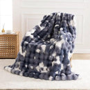 Cozy Faux Fur Throw Blanket for Bed Warm Fuzzy Throw Blanket, Soft Plush Thick Bubble Blankets for Bedroom and Living Room, Furry Luxury Blanket, 60 x 80,Tie-Dye Blue by CozyNest Decor