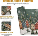 Christmas Placemats 12x18 Inch Set of 4, Winter Xmas Tree Wonderland Forest Village Town House Snowflake Linen Table Mats Washable Place Mats for Party Kitchen Dining Outdoor Indoor Decor by CozyNest Decor