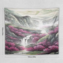 Japanese Tapestry, Red Plum Blossom Mountain Tapestry, Asian Japanese Wall Tapestry, Nature Landscape Tapestries for Bedroom Living Room Decor 60"x50" by CozyNest Decor