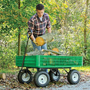 A.M. Leonard Green Utility Wagon with Flat-Free Tires - 30 x 46 x 7.5 Inch Tray by GreenHaven Gardens