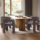 Charcoal Grey Chenille Dining Chairs Set of 4, Modern Barrel Dining Room Chairs Upholstered Accent Chair with Arms and Round Back for Living Room Kitchen Armchair No Assembly Needed by CozyNest Decor