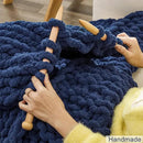 WESHIONGOO Chunky Knit Blanket Throw 50"×60" Knitted Throw Blankets for Couch Bed Fluffy Soft Blanket with Jumbo Chenille Yarn Thick 100% Handmade (Navy Blue) by CozyNest Decor