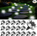 Solar Ground Lights Outdoor 18 Pack Waterproof, Upgraded Solar Garden Lights with 4 Side Light, Stainless Steel Solar Powered Disc Landscape Light for Walkway Lawn Yard Patio Deck-Cool White by CozyNest Decor