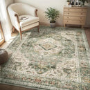 AMOAMI-4X6 Area Rugs for Living Room -Soft Vintage Bedroom Rugs-Non Slip Washable Rug-Throw for Living Room Bedroom Bedside Dining Room Office Green by CozyNest Decor