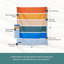 Nomadix Festival Blanket - Perfect for Picnics, Camping, & Lawn Seating - Plush Top & Water Resistant Base - Made with Post Consumer Recycled Materials - Stripes Retro - 60:x 70" by TinyTreasures Baby Boutique