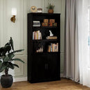 70 Inch Tall Bookcase with Doors, Library Office Bookshelf with Adjustable Shelves, Floor Standing Storage Cabinet for Bedroom Living Room Organizer with Anti Tipping Kit, Dark Cherry Finish by CozyNest Decor