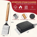Grill Brush BBQ Cleaner Brush - Barbecue Brush for Outdoor Grill with 1 PCS Replacement Cleaning Head, Grill Cleaning Brush Bristle Free with Stainless Steel Scraper & Wooden Handle for Most Grate by GreenHaven Gardens
