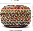 REDEARTH · Round Pouf Ottoman - Braided Boho Poof Home Décor Pouffe Accent Sitting Circular Foot Rest for Living Room, Bedroom, Nursery, Lounge; Jute and Cotton Set of 2 (19.5"x19.5"x14"; Multi) by CozyNest Decor