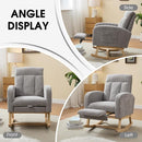 NIOIIKIT Nursery Rocking Chair, Corduroy Upholstered Rocking Chair with Adjustable Footrest, Tufted Rocker Chair with Side Pocket, Glider Rocker for Living Room, Bedroom (Gray Casual) by TinyTreasures Baby Boutique