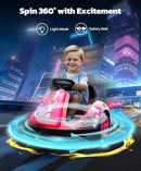 ELEMARA Toddler Bumper Car with Big Wheels, 2.2 Mph, Ride On Toys for Toddlers with DIY Stickers, 12v Electric Bumper Cars for Kids with Bluetooth,LED Light,Music for Indoor Outdoor,Peach Pink by TinyTreasures Baby Boutique
