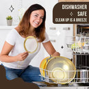 Norme 7 Quart Stainless Steel Gold Colander and 3 Pcs Gold Fine Mesh Strainer, Stainless Steel Pasta Rice Food Metal Strainer with Handles, Easy Clean and Dishwasher Safe by CozyNest Decor