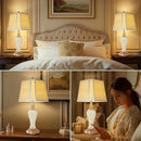 28.5" Rustic Table Lamp Set of 2 For Living Room Farmhouse Lamps for Bedroom, Bedside Lamps with Night Lights And USB C+A Charging Ports for Decor Office Study Hotel (Bulbs Included) by CozyNest Decor