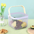 Metal Mesh Steel Basket, Storage Organizer Basket Multi-functional Hanging Kitchen Baskets Fruit Basket Bin with Bamboo Handle for Kitchen Bathroom Picnic Shopping Decor Cabinet Home, Purple by GreenHaven Gardens