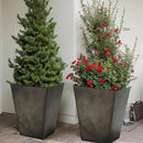 KOL 18''H. Bright Glazed Planter with Drainage Hole, Set of 2, Galvanized Steel Planter Pots for Indoor & Outdoor Use, Decorative Flower Plant Pots for Front Porch, Patio, Deck - Black by CozyNest Decor