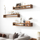 Fun Memories Nursery Book Shelves - Rustic Natural Solid Wood Floating Bookshelf for Kids - Wall Book Shelves for Kids Room (Carbonized, 24inch - 4P) by TinyTreasures Baby Boutique