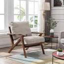 Wahson Set of 2 Mid Century Chair, Upholstered Accent Armchairs, with Wood Frame and Canvas Cushions, Leisure Slipper Chair for Living Room/Bedroom, Beige by CozyNest Decor
