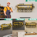 Suchtale Power Tool Organizer with Charging Station,33.2" Garage 8 Drill Holders Wall Mount,3 Layers Heavy Duty Metal Tool Shelf with 8 Outlets Power Strip, Gift for Men, Father, Yellow by GreenHaven Gardens
