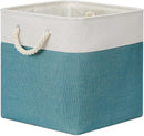 Bidtakay Fabric Baskets for Closets Shelves Lined Set of 3 Large Square Collapsible Storage Bins for Organizing 13 X 13 Cube Storage Bins for Pantry Organization Storage(Teal Blue) by TinyTreasures Baby Boutique