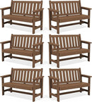 SERWALL Outdoor Bench, HDPE Outdoor Benches Weatherproof, 2-Person Garden Bench with 660 lbs Weight Capacity, Patio Benches for Outdoors, Garden, Porch, Backyard and Park, Brown, 6 Pack by GreenHaven Gardens