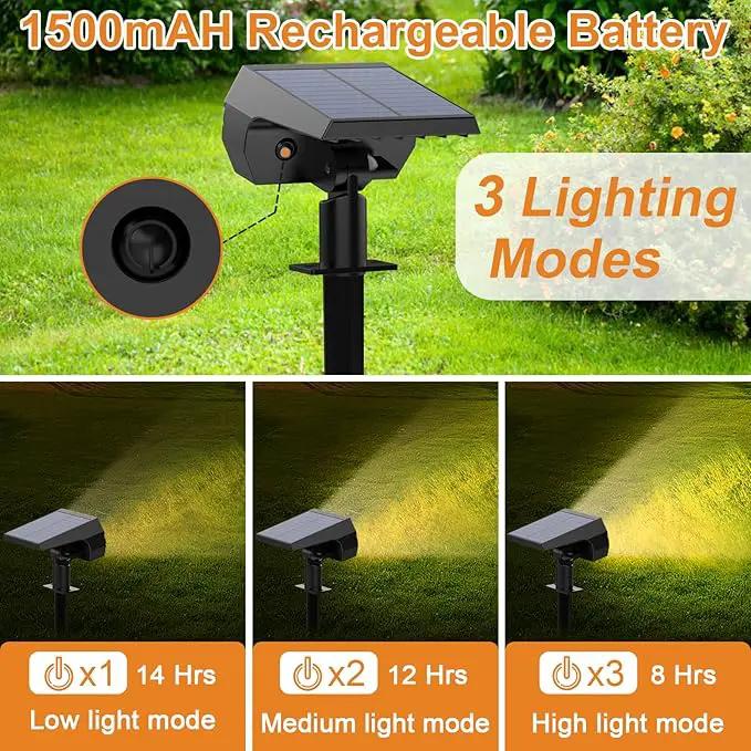 WELALO Solar Spot Lights Outdoor, [6 Pack/52 LED/3 Modes] 2-in-1 Solar Landscape Spotlights, Solar Powered Security Lights, Waterproof Wall Lights for Walkway Yard Garden Driveway(Warm White), photo 3 of 6