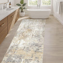 Runner Rug Kitchen Washable Rugs: 2x6 Non-Slip Abstract Soft Modern Stain Resistant Indoor Floor Neutral Accent Throw Carpet for Hallway Bathroom Laundry Room Entryway Bedroom- Gray Gold by TinyTreasures Baby Boutique