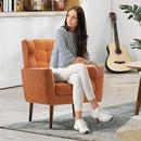 Accent Chair Set of 2, Upholstered Armchair with Pillow, Fabric Single Sofa Chair with Lounge Seat and Wood Legs Accent Chair for Living Room Small Spaces (Orange, Set of 2) by CozyNest Decor