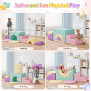 ‌Soft Climbing Toys for Toddlers, 7-Piece Baby Soft Foam Climbing Blocks, PU Leather Gym Climb and Crawl Activity Play Set, Indoor Climbing Toys for Kids and Children, Pink by TinyTreasures Baby Boutique