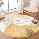 Lahome Boho Round Rug - Circle Rug 3Ft Washable Non-Slip Ultra-Thin Round Entryway Rug Throw Soft Small Circle Area Rug for Bathroom, Botanical Print Circular Rugs for Bedroom Nursery Kids Room Sofa by TinyTreasures Baby Boutique