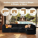 Modular Sectional Sofa with Chaise U Shaped Sectional Couch for Living Room, 5-Seater Comfy Cloud Couches, Plush Corduroy, Black by CozyNest Decor