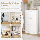 Shoe Storage Cabinet Set of 2 with 3 Flip Drawers, Narrow Shoe Cabinet Freestanding Slim Shoe Storage Organizer for Entryway, Hallway, Entrance, Bedroom, Living Room, White by CozyNest Decor