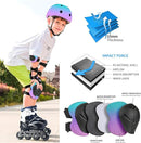 Adjustable Kids Bike Helmet with Knee & Elbow Pads Set, Color Gradient Design for Boys and Girls Aged 3-14+, for Skateboarding, Scooter, Roller & Inline Skating, Longboard by TinyTreasures Baby Boutique