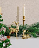 DN DECONATION 2pcs Gold Christmas Reindeer Statue, Christmas Clearance Small Resin Reindeer Figurine Indoor, Tabletop Reindeer Christmas Decor, Deer Figurine Decorations for Home by CozyNest Decor