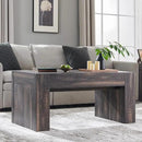 OKD 48" Modern Farmhouse Coffee Table, Wooden Living Room Table with Hidden Storage Drawer, Rustic Rectangular Center Tables w/Wood Thick Design for Living Room, Office, Dark Rustic Oak by CozyNest Decor